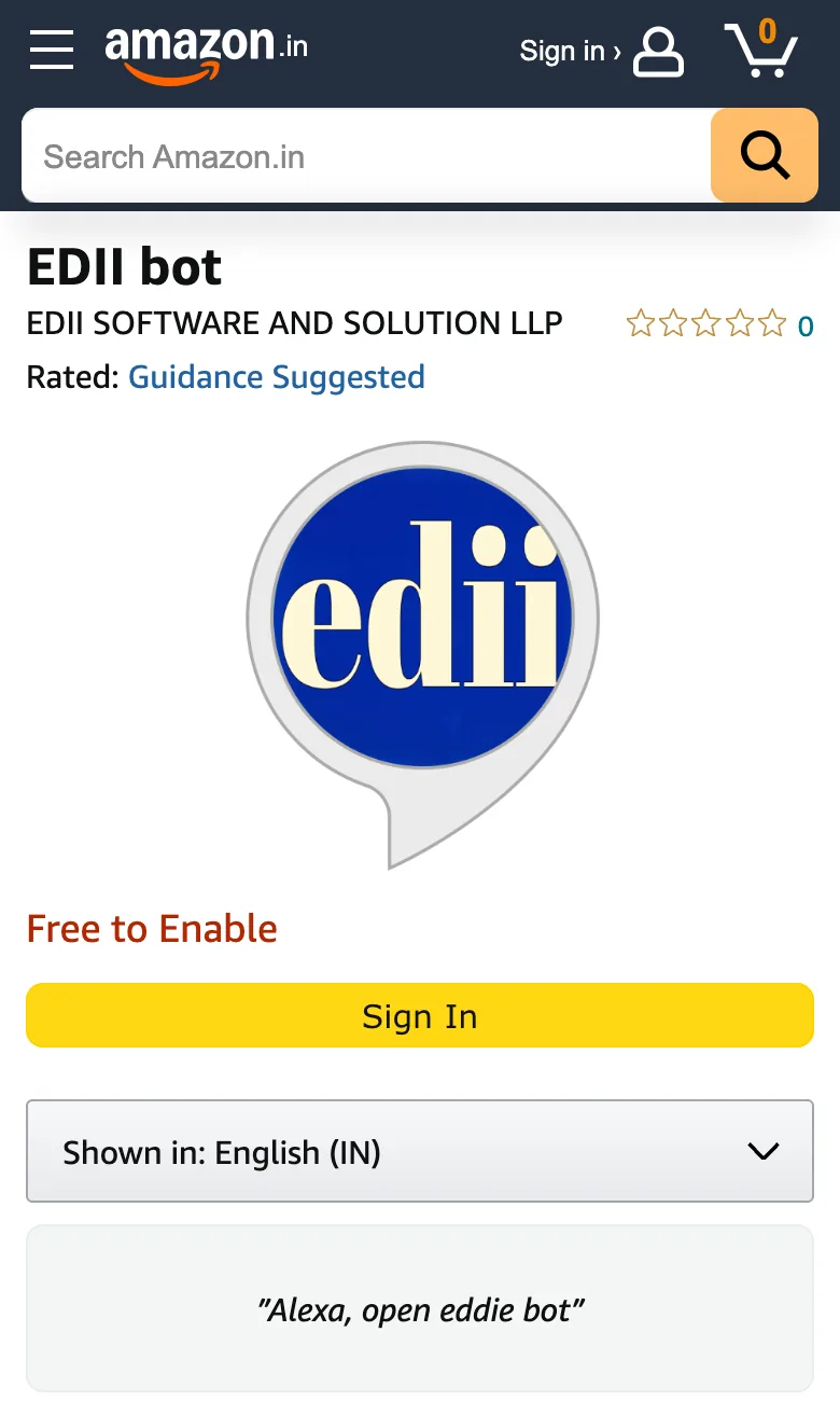 Screen for step 1: enable edii bot