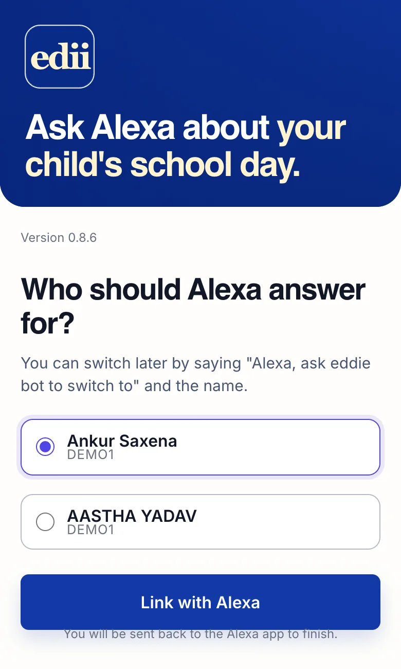 Screen for step 4: choose your child