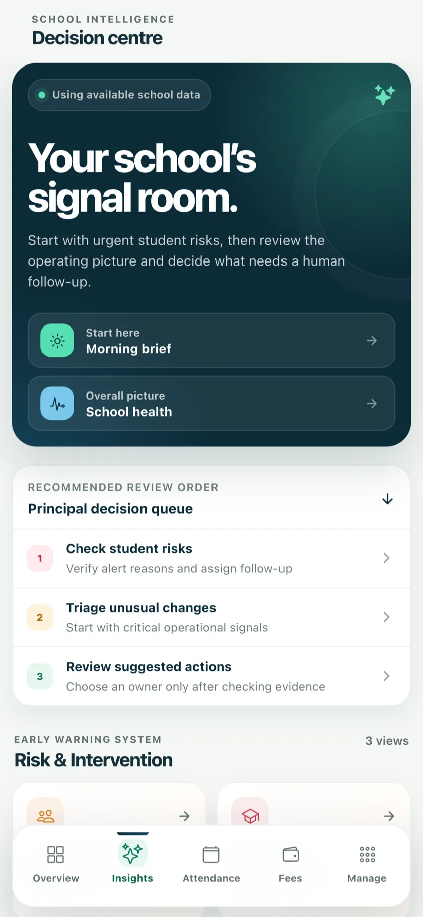 The admin app's AI decision centre