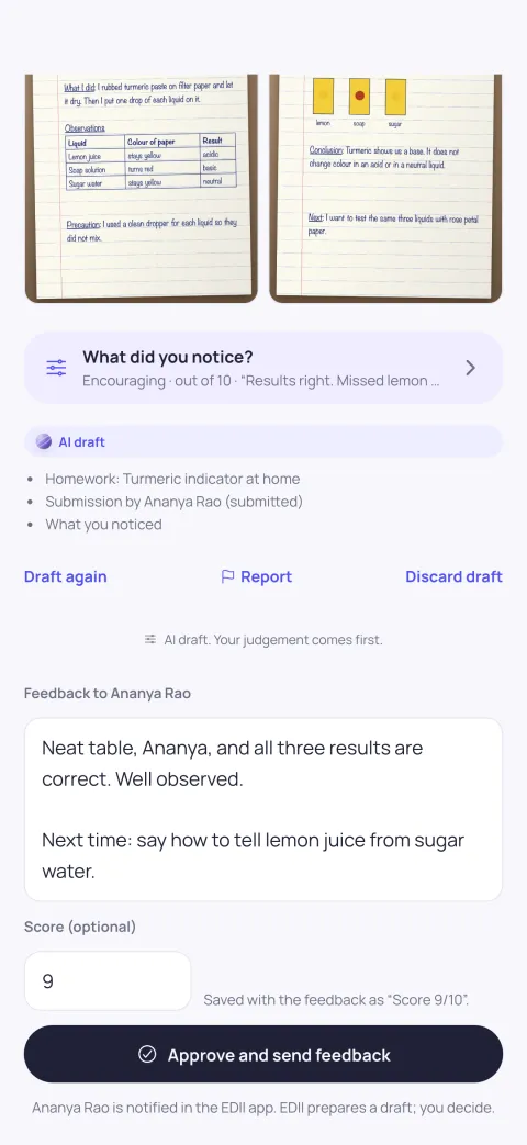 Homework review with an AI draft