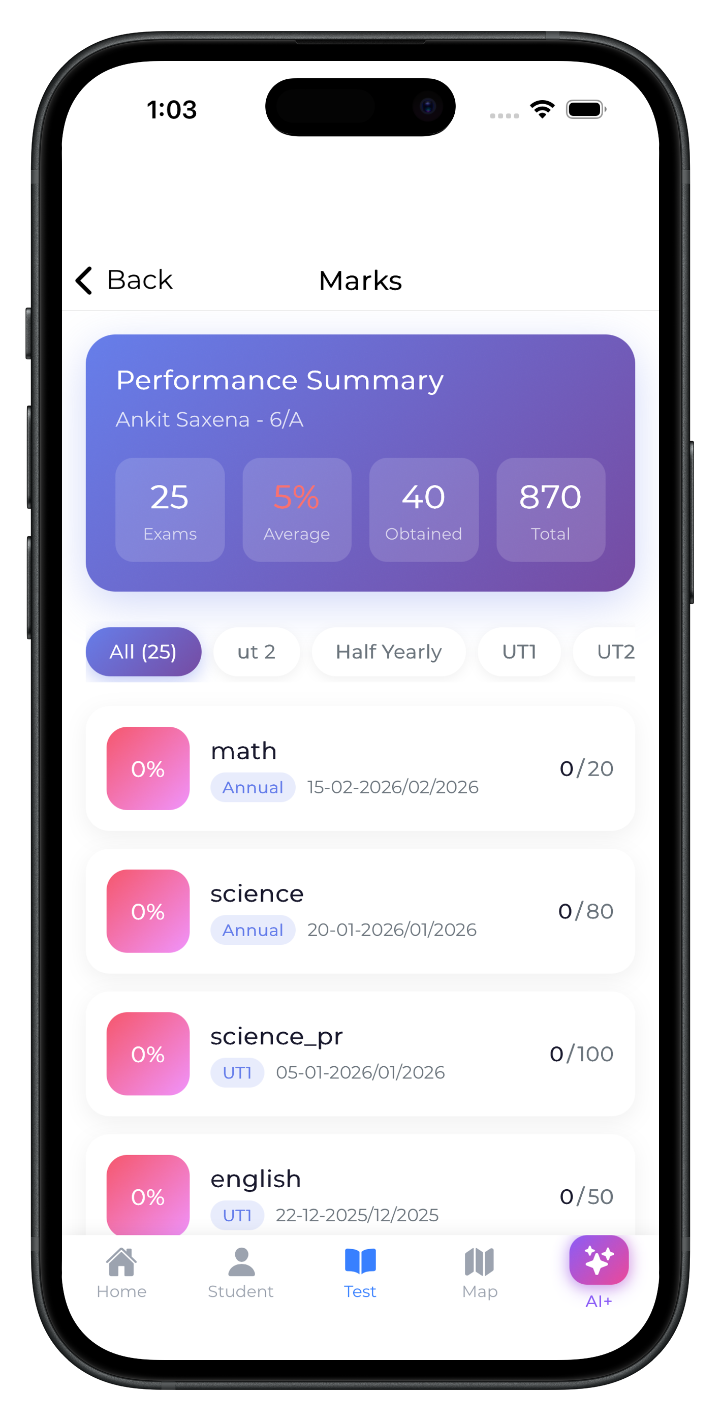 EDII Student Marks & Performance Summary
